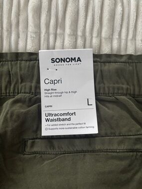 Sonoma Olive Green Drawstring Waist Capri Pants